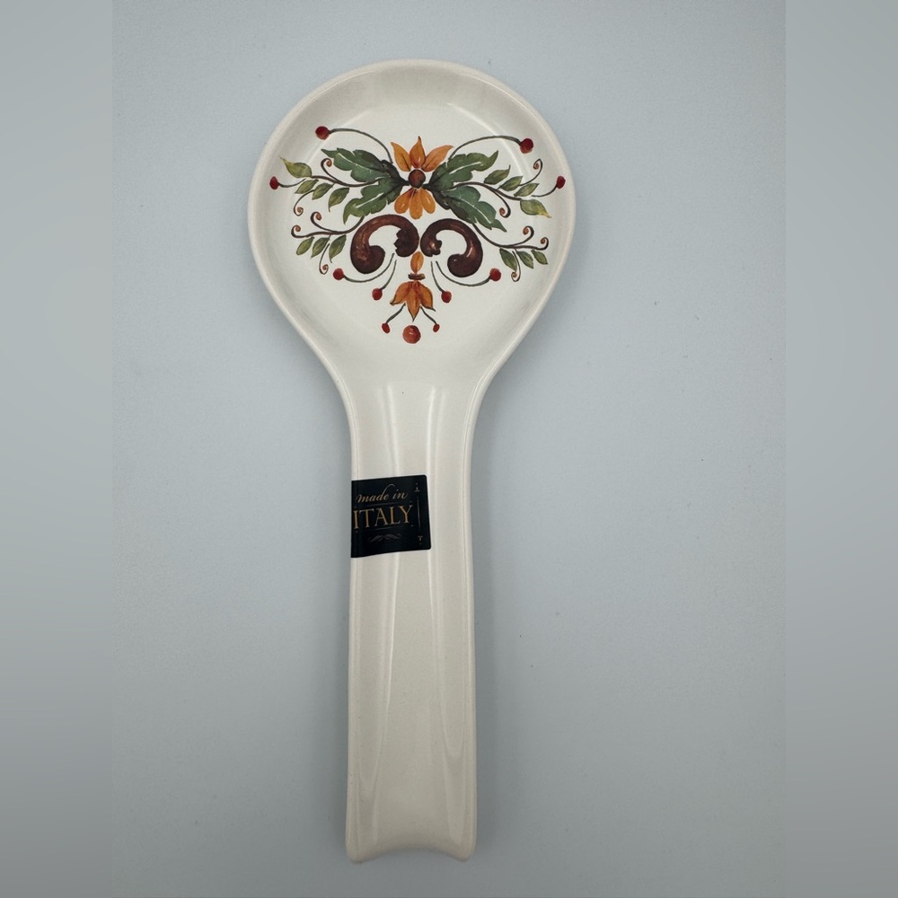 Ceramica Cuore Italian Ceramic Spoon Rest Floral Hand Painted‎ Made in Italy